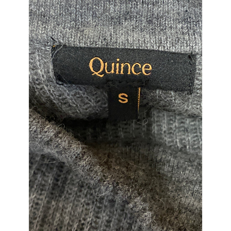 Quince Women's Gray Wool Knit Mock Neck Long Balloon Sleeve Sweater Top Size S