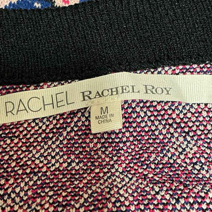 Rachel Roy Women's Blue Pink Geometric Print Button Down Knit Mini Skirt Size M