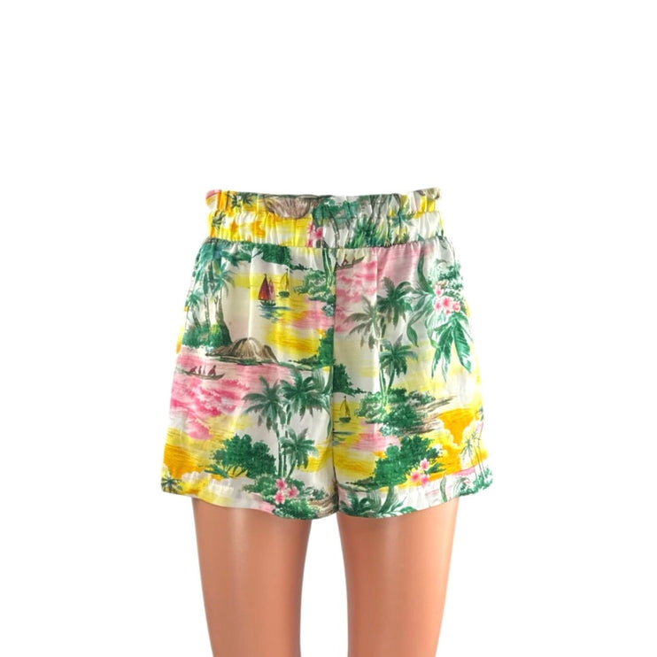 BB Dakota X Steve Madden Aloha Women's Tropical Print Flare Paperbag Shorts XS