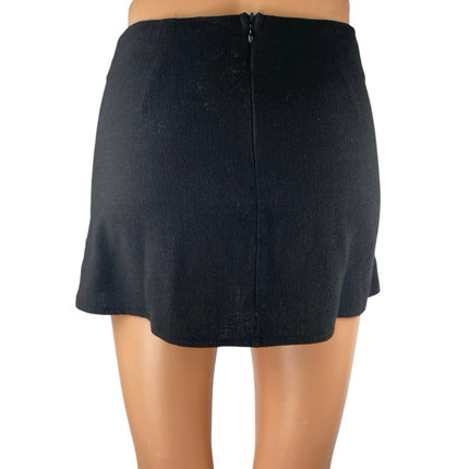 Princess Polly Women's Black Linen Cotton Zipper Mini Straight Pencil Skirt Sz 4