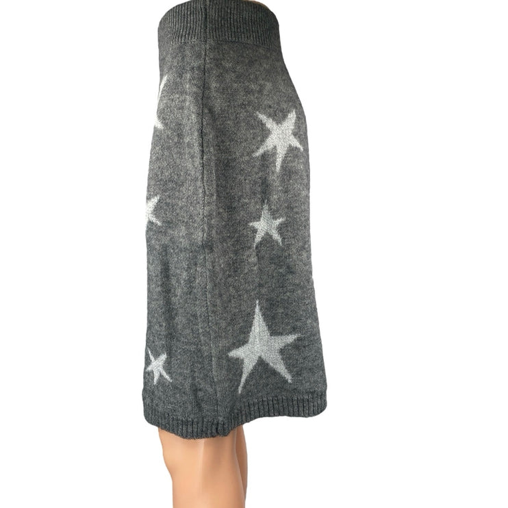Shein Gray Star Print High Elastic Waist Pull-On Mini Straight Pencil Skirt Sz L