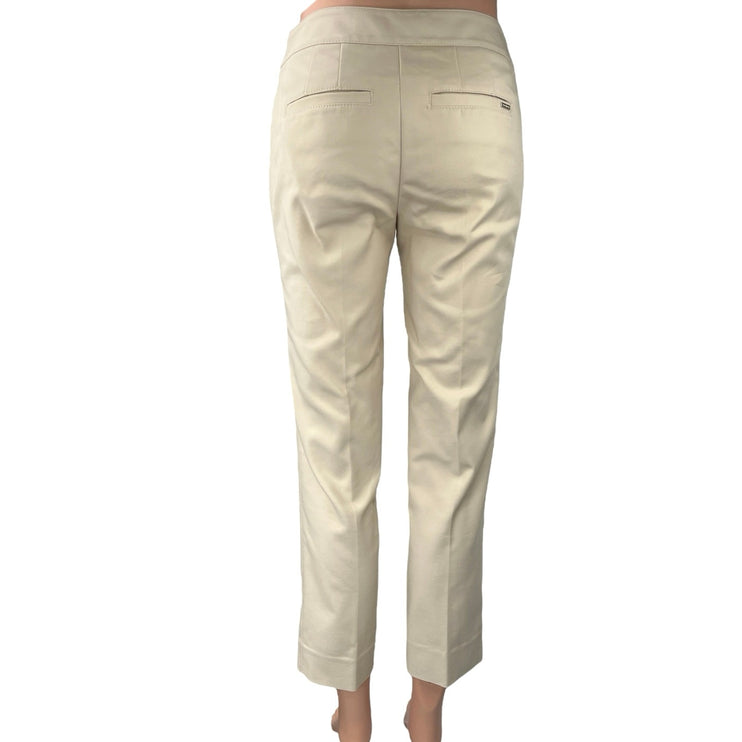 White House Black Market Perfect Form Cream Straight Slim Ankle Trousers Pants 0