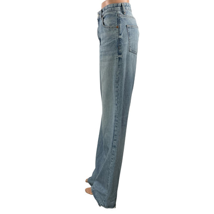 Zara Women's Blue High Rise Relaxed Straight Wide Leg Denim Jeans Pants Size 4