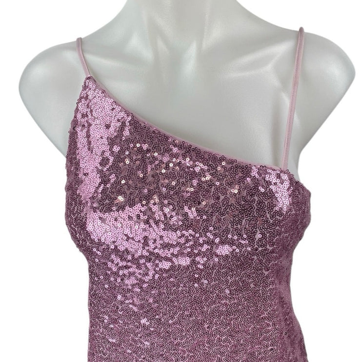 NEW H&M Divided Pink Sequin Sleeveless Cami Camisole Mini Bodycon Tank Dress S