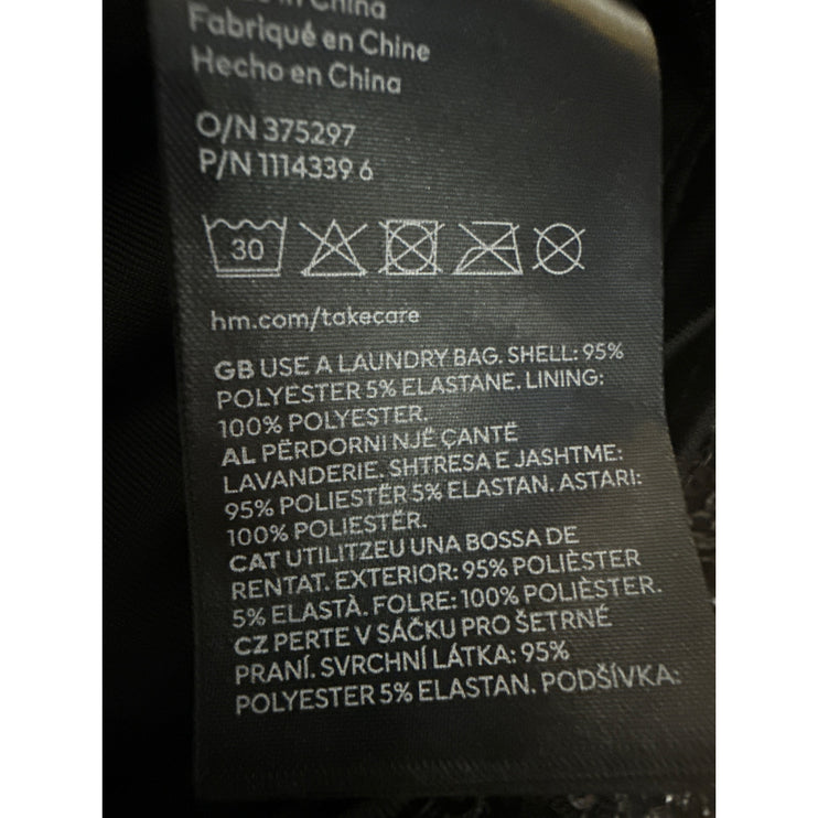 H&M Women's Black Sequin Embellished Crewneck Short Sleeve Crop Blouse Top Sz L