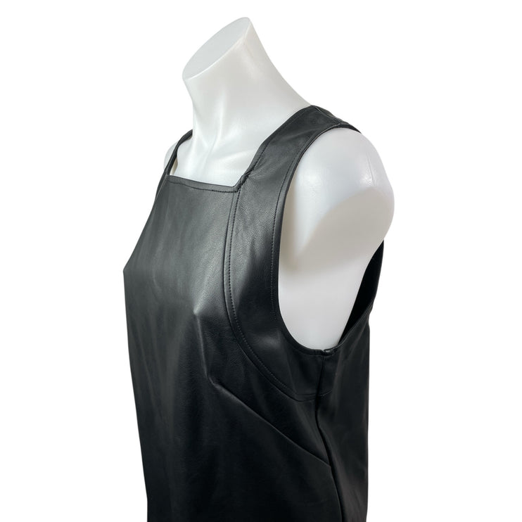 Anthropologie Maeve Women's Faux Vegan Leather Sleeveless Mini Shift Dress Sz M