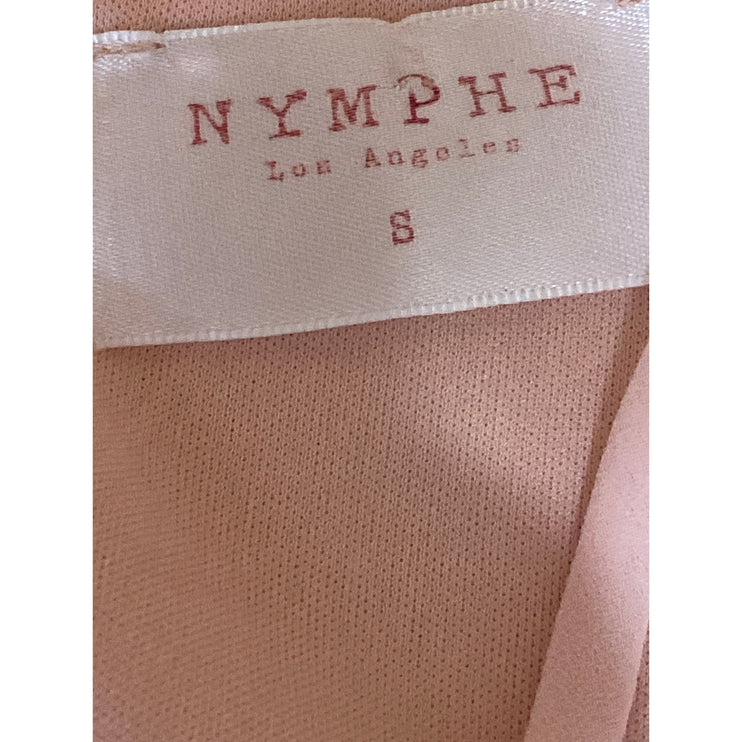 Nymphe Women's Pink Sleeveless High Neck Pleated Tank Shift Mini Dress Size S