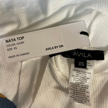 NEW Avila BY DN Naya Ivory White High Neck Racerback Ribbed Crop Top Size XS