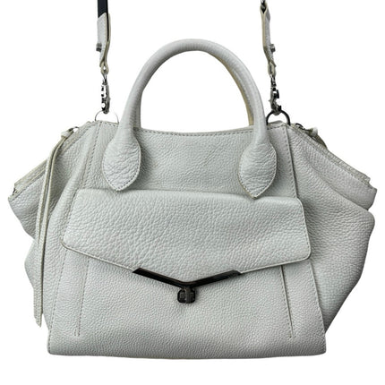 Botkier Vivi White Angled 100% Leather Band Crossbody Bag Satchel Handbag OS