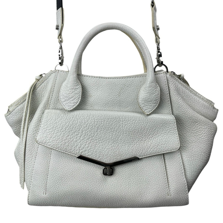 Botkier Vivi White Angled 100% Leather Band Crossbody Bag Satchel Handbag OS