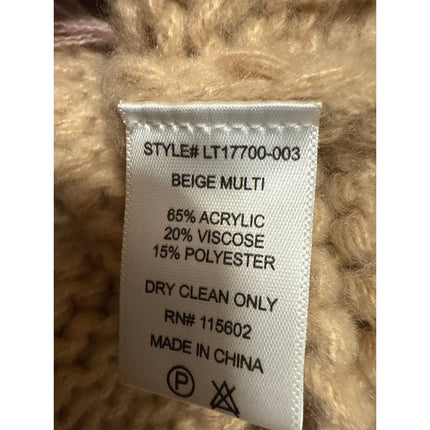 Lush Tan Multicolor Striped Cable Knit Button Up Cardigan Sweater Top Size M