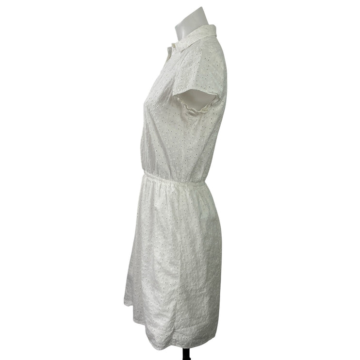 J.Crew Mercantile White Eyelet Embroidered Short Sleeve A Line Mini Dress XS
