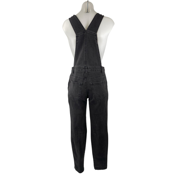 No Boundaries Black Denim Square Neck Sleeveless Overall Jumpsuit Romper Size S