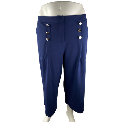 Ashley Stewart Womens Blue High Rise Wide Leg Sailor Trousers Pants Size 22/24