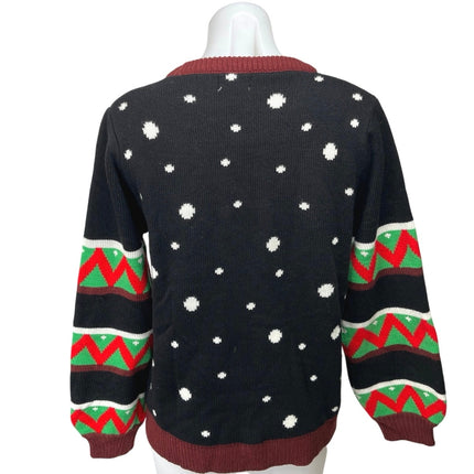 JOYIN Black LED Light Up Bulb Reindeer Ugly Christmas Holiday Sweater Top Size M