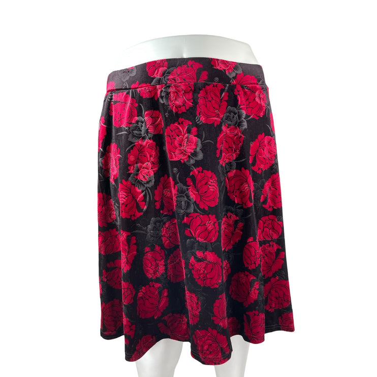 Bloomchic Women's Floral Velvet Velour High Rise Mini Flare A-Line Skirt 22/24
