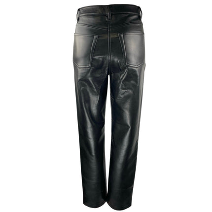 Aritzia Wilfred Melina Black Faux Leather High Waisted Straight Trousers Pants 2