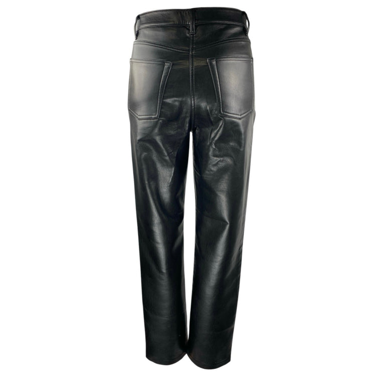 Aritzia Wilfred Melina Black Faux Leather High Waisted Straight Trousers Pants 2