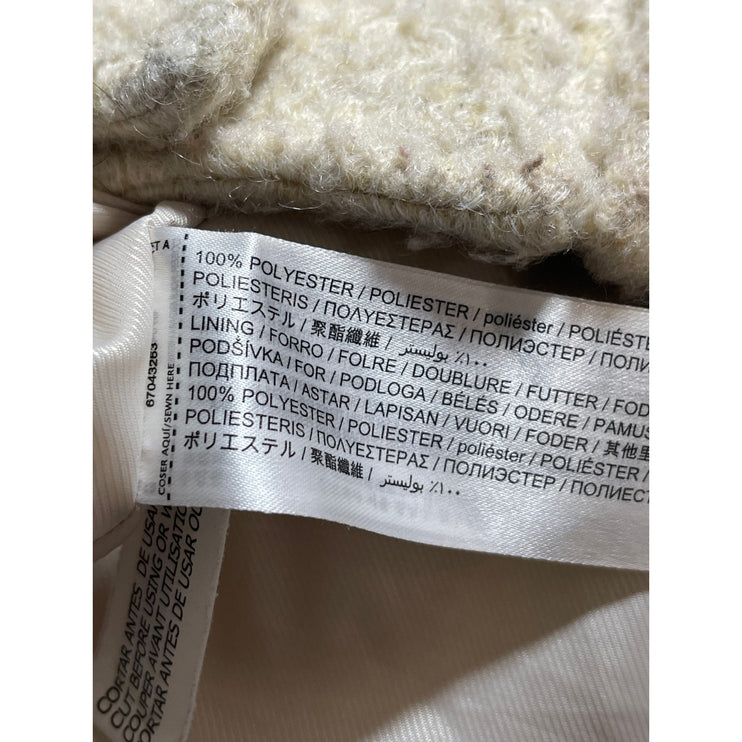 MNG Mango Womens Beige Boucle Oversize Collared Long Sleeve Bomber Coat Jacket S