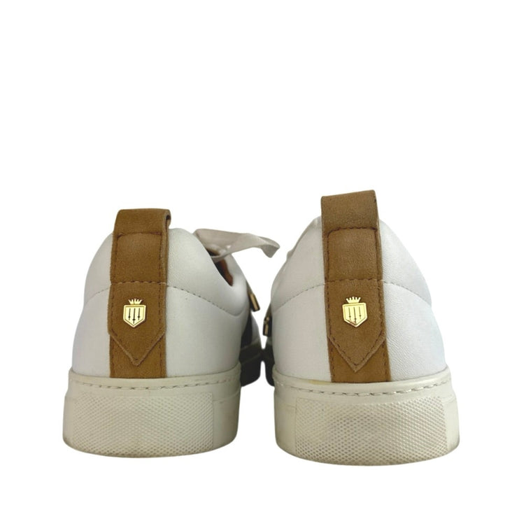 Fairfax & Favor Alexandra Womens Tan Navy Leather Trainers Sneakers Shoes US 7.5