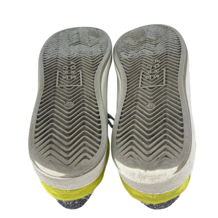 Shu Shop Paz Women's Yellow Silver Glitter Low Top Lace Up Sneakers Shoes Size 8