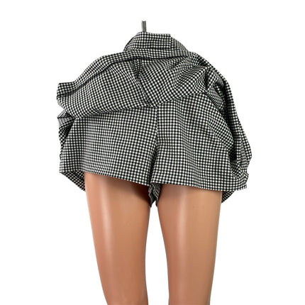 Zara Women's Black Gingham Checkered High Rise Mini Skirt Skort Shorts Size XL