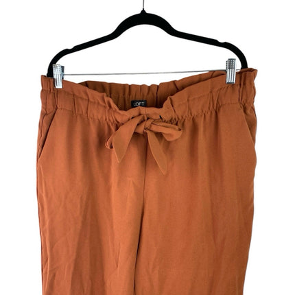 Ann Taylor LOFT Women's Rust Brown Belted Paperbag Cropped Trousers Pants Size L