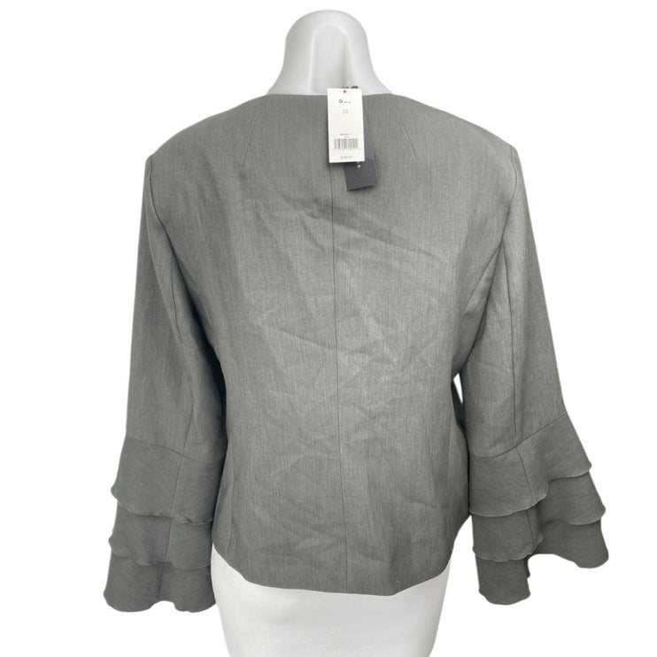 NEW Banana Republic Gray Bell Long Sleeve Zip Up Blazer Coat Jacket Size 10