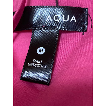 Aqua Women's Fuchsia Pink Short Puff Sleeve Ruched Tie Peplum Blouse Top Size M
