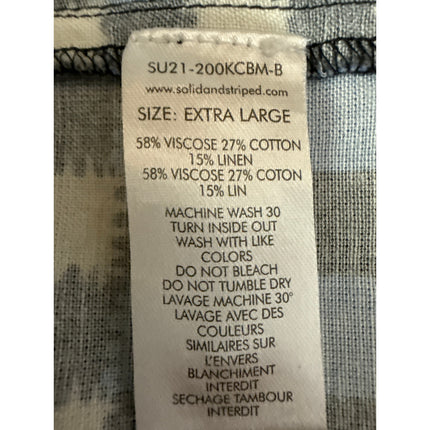 Solid & Striped Blue Gingham Check Short Sleeve Button Up Cabana Shirt Top XL