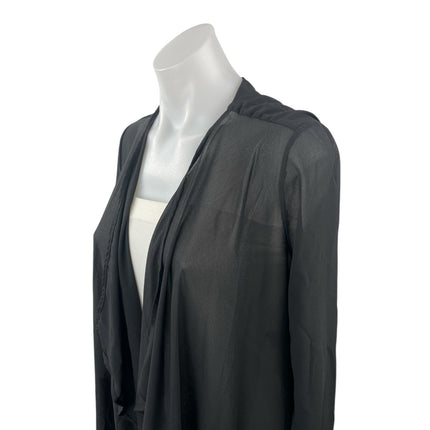 Poetry Black Mesh Sheer Long Sleeve Drape Waterfall Longline Robe Sleepwear OS