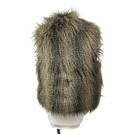Michael Kors Womens Beige Faux Raccoon Fur Sleeveless Open Vest Jacket Size M