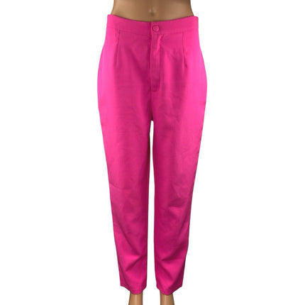 Missguided Women's Pink High Waisted Pleated Tapered Trousers Pants Size 8