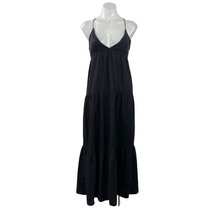 Princess Polly Black Sleeveless Crossback Deep V Neck Tiered A Line Maxi Dress 2
