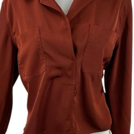 Banana Republic Brown Collared Long Sleeve Patch Pockets Shirt Blouse Top Size L