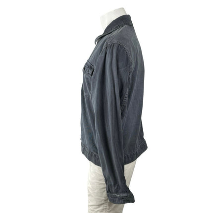 Urban Outfitters Men's Black Washed Zip Up Long Sleeve Denim Jean Jacket Size M