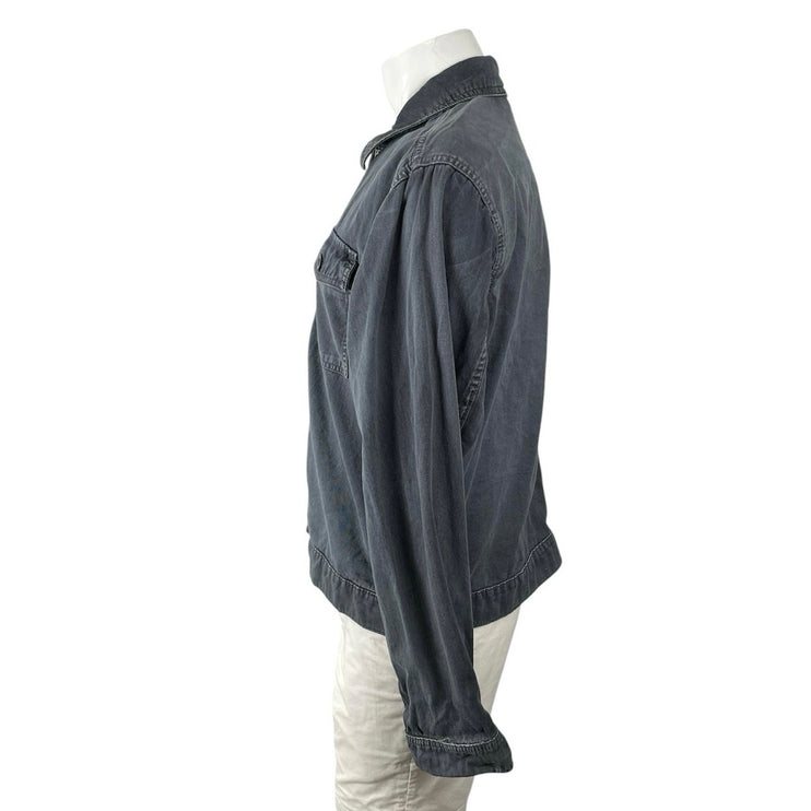 Urban Outfitters Men's Black Washed Zip Up Long Sleeve Denim Jean Jacket Size M