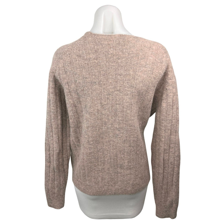 Aritzia Wilfred Free Pink Tan Alpaca Wool Scoop Neck Long Sleeve Sweater Top S