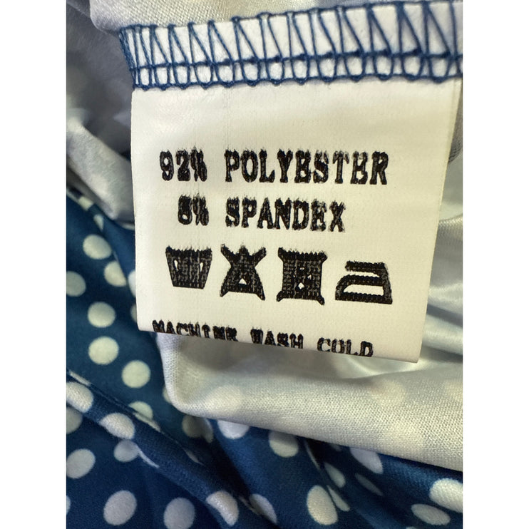 NEW Arolina Blue Silky Satin Polka Dot High Waist Wide Leg Trousers Pants Size S