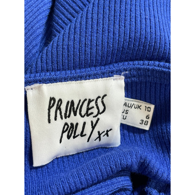 Princess Polly Portia Blue Ribbed Square Neck Long Sleeve Mini Bodycon Dress 6