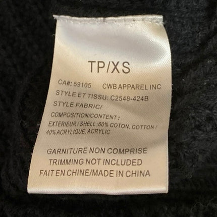 Charlie B LOVE Women's Black Rib Knit Embroidered Long Sleeve Sweater Top Sz XS
