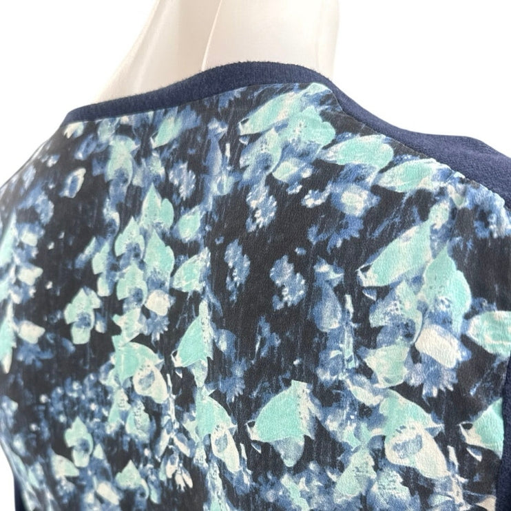 Barney's New York Co-Op Navy Blue Floral Button Up Cardigan Sweater Top Size S