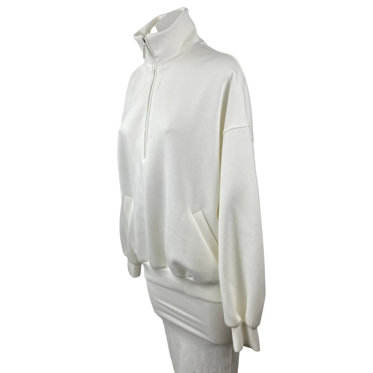 Commense Women's White Quarter Zip High Neck Long Sleeve Sweater Sweatshirt Sz S