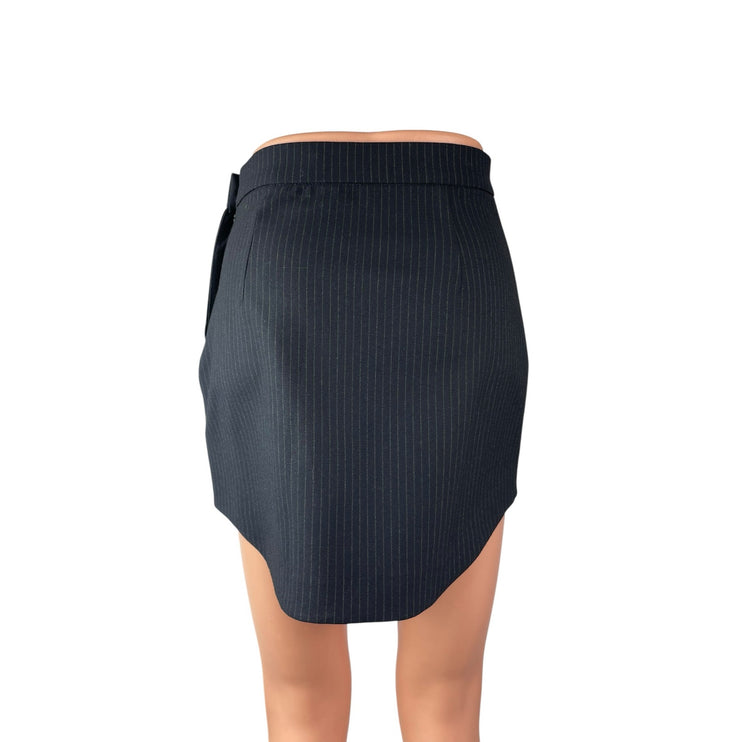 Zara Women's Black Striped High Rise Slim Business Mini Straight Pencil Skirt XS