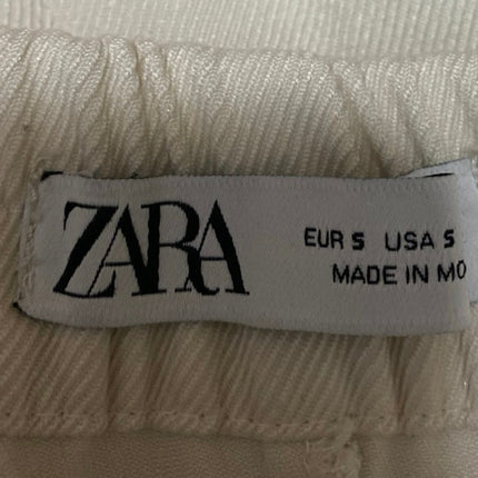 Zara Women's Beige Cream High Waisted Drawstring Flare Trousers Pants Size S