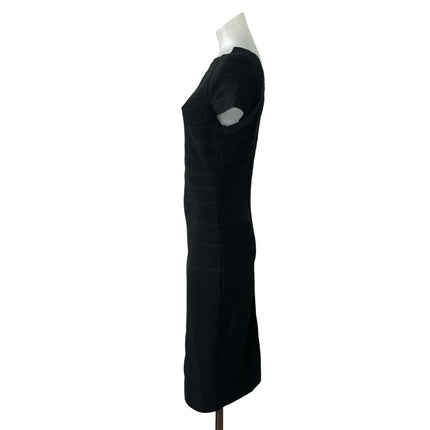 Ann Taylor Women's Black Short Sleeve Boat Neck Bandage Midi Sheath Dress MP