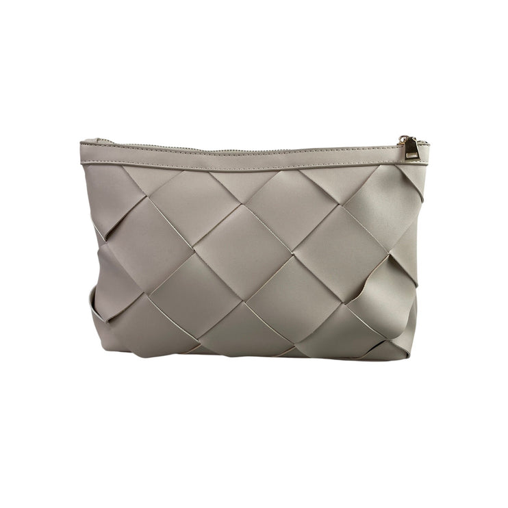 Aqua Ivory White Women's Weave Interlaced Braded Purse Clutch Pouch Handbag OS