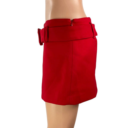 EXPRESS Women's Red High Waisted Rectangular Buckle Belted Mini Skort Skirts 4