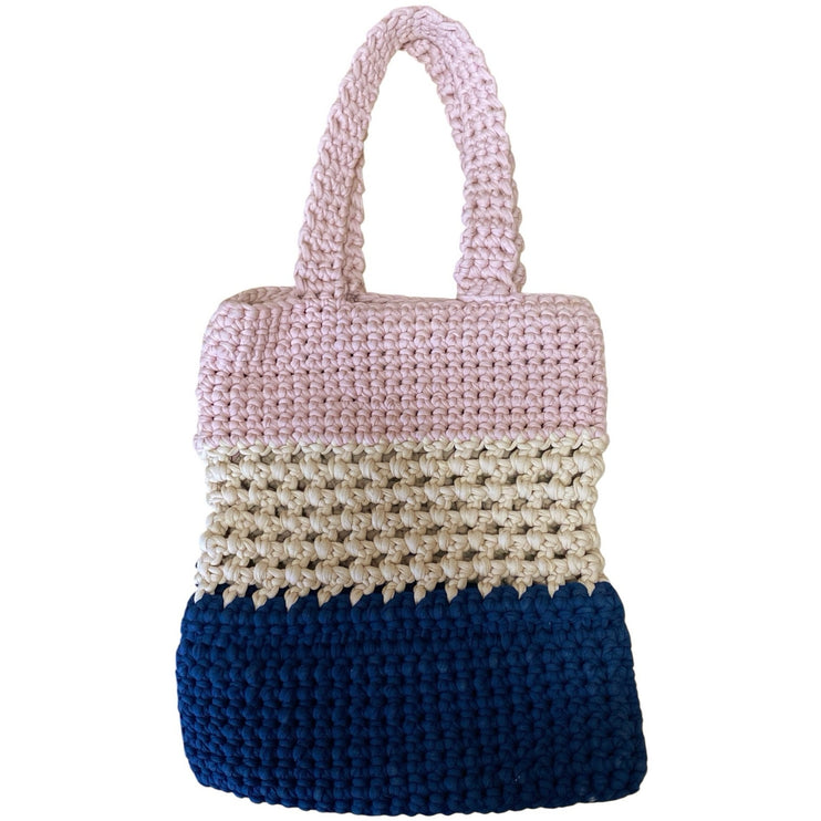 Bylotta Women's Multicolor Crochet Knit Colorblock Shoulder Tote Handbag OS