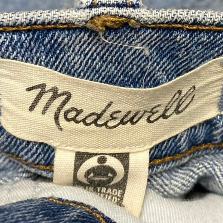 Madewell Perfect Vintage Blue High Waist Frayed Crop Straight Leg Denim Jeans 27